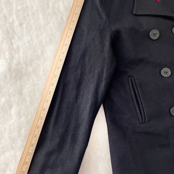 Vintage Lands' End Womens Black Classic Wool Blend Double Breasted Pea Coat Sz10 - Picture 10 of 11